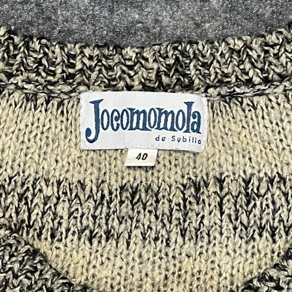 Jocomomola Womens Sweater Dress Neutral Striped Jewel Neck Embellished 40 - Picture 2 of 9